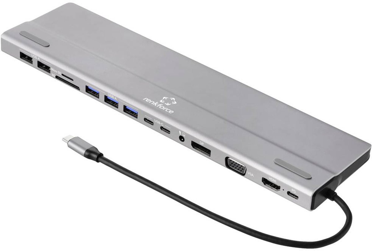 Renkforce Station daccueil USB-C® RF-DKS-902 Convient pour les marques: universel lecteur de cartes intégré, alimentation USB-C®