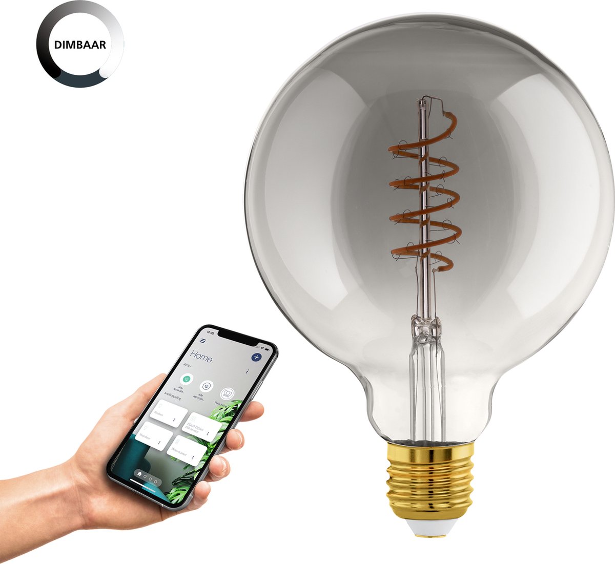EGLO CONNECT.Z E27 G125 spiral røgfarvet SMART pære M/VARM HVID LYS