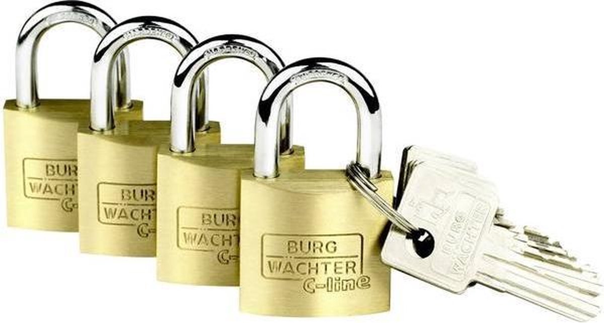 Cadenas 20.00 mm avec serrure à clé Burg Wächter 4er Set Set Quadro 222 40 SB laiton 4 pc(s)