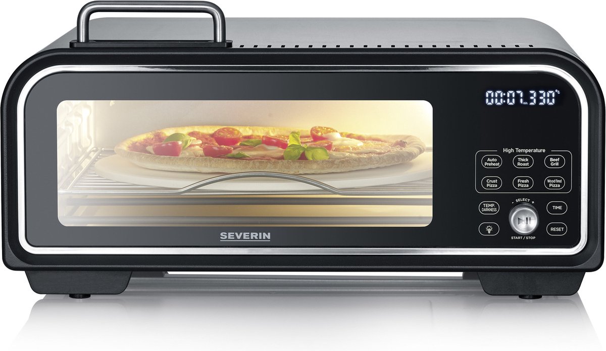 Severin Serico électrique Four à pizza avec écran, avec pierre à pizza, fonction minuteur noir