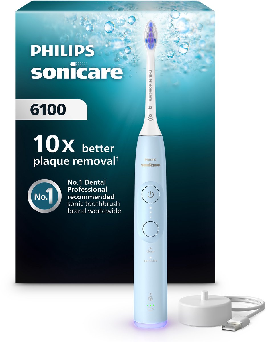 Philips Eltandbørste Sonicare 6100 series HX7406 - tooth brush - light blue