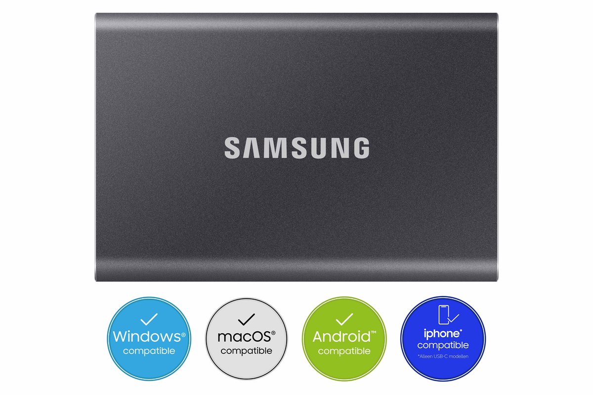 Samsung Portable T7 4 TB Disque dur externe SSD USB-C® (USB 3.2 Gen 2) gris MU-PC4T0T/WW