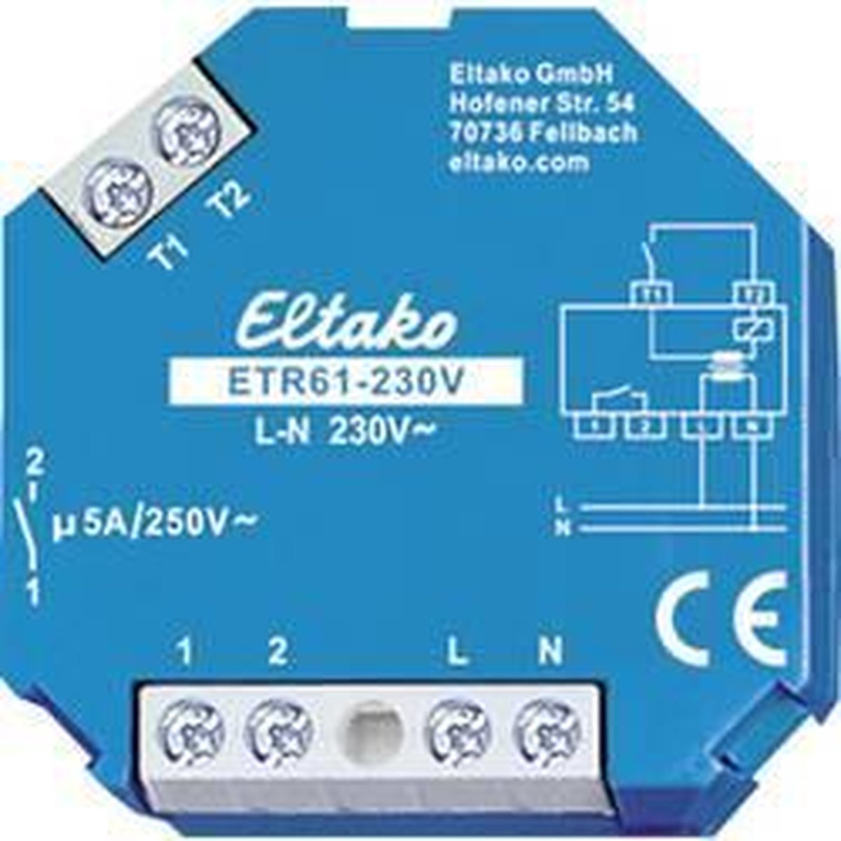 Eltako ETR61-230V Relais de séparation Tension nominale: 230 V Courant de commutation (max.): 5 A 1 NO (T) 1 pc(s)