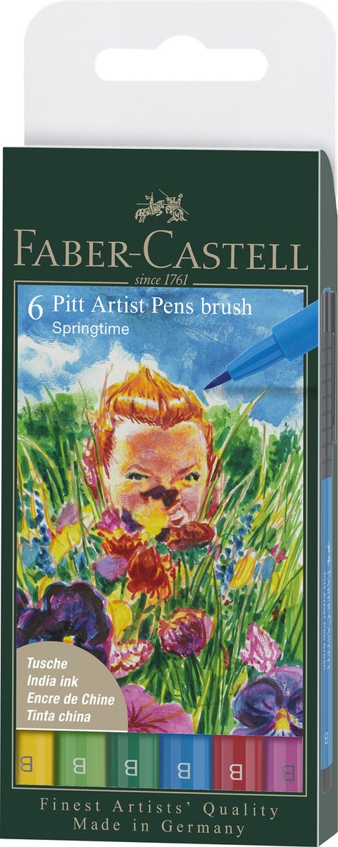 Faber-Castell Pitt artist pen B Springtime 6 ass