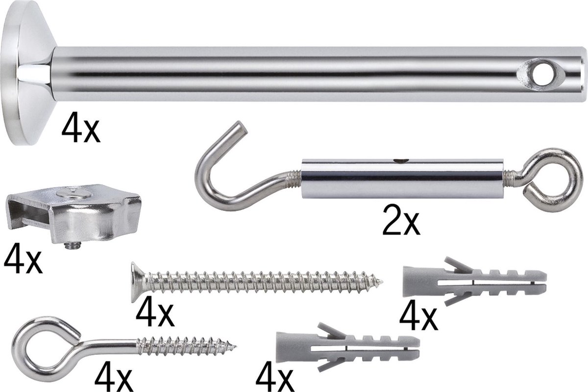 Kit de serrage avec 4 déviateurs, chrome