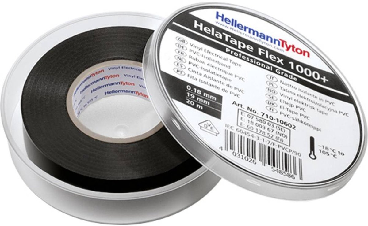 Jeu de rubans isolants HelaTape Flex 1000+ HellermannTyton 710-10601 noir (L x l) 20 m x 19 mm 10 pc(s)