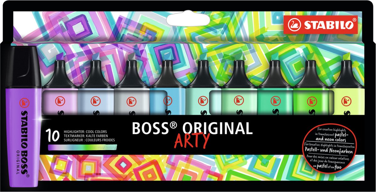 STABILO ARTY BOSS, sæt med 10 farver, Cool colors