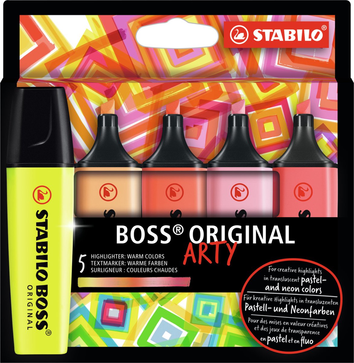 STABILO ARTY BOSS, sæt med 5 farver, Warm colors