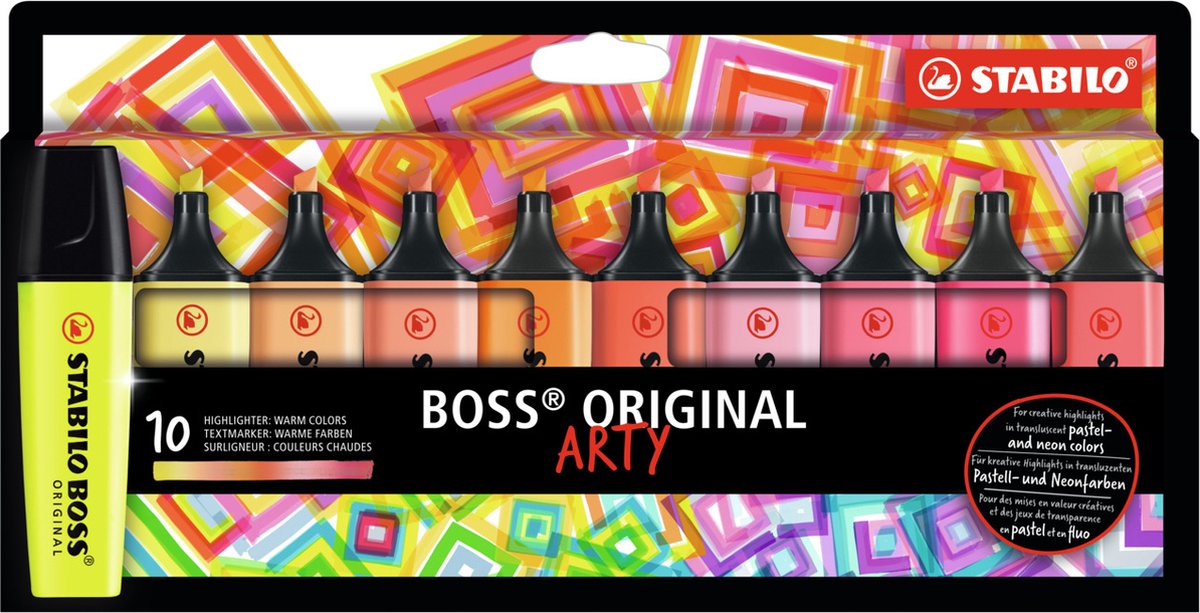 STABILO ARTY BOSS, sæt med 10 farver, Warm colors