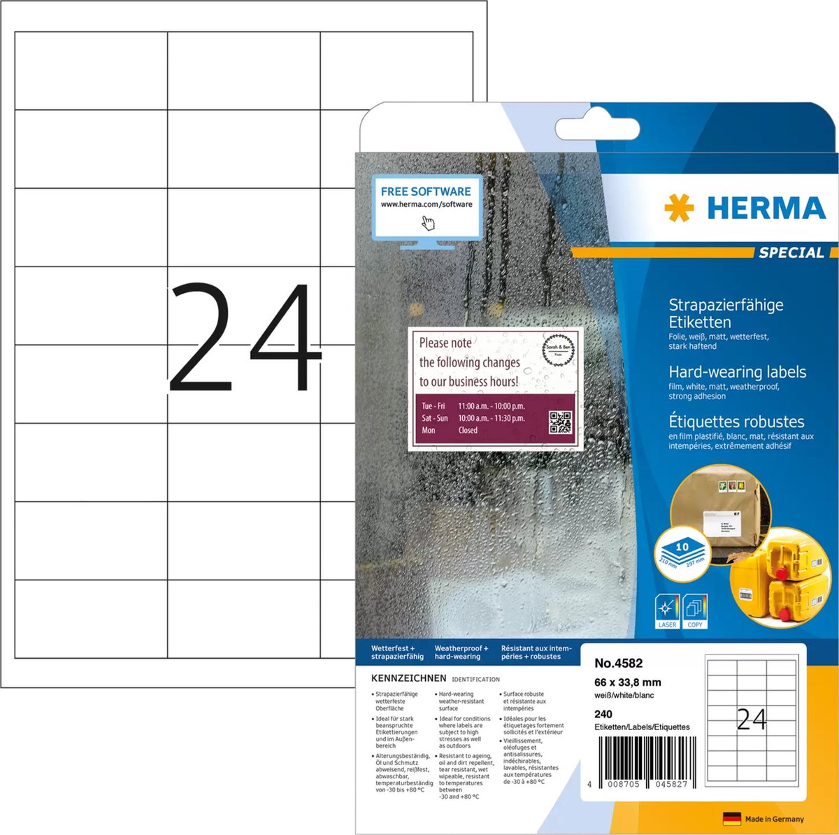HERMA Weatherproof film labels A4 66 x 33.8 mm white extremely strong adhesion