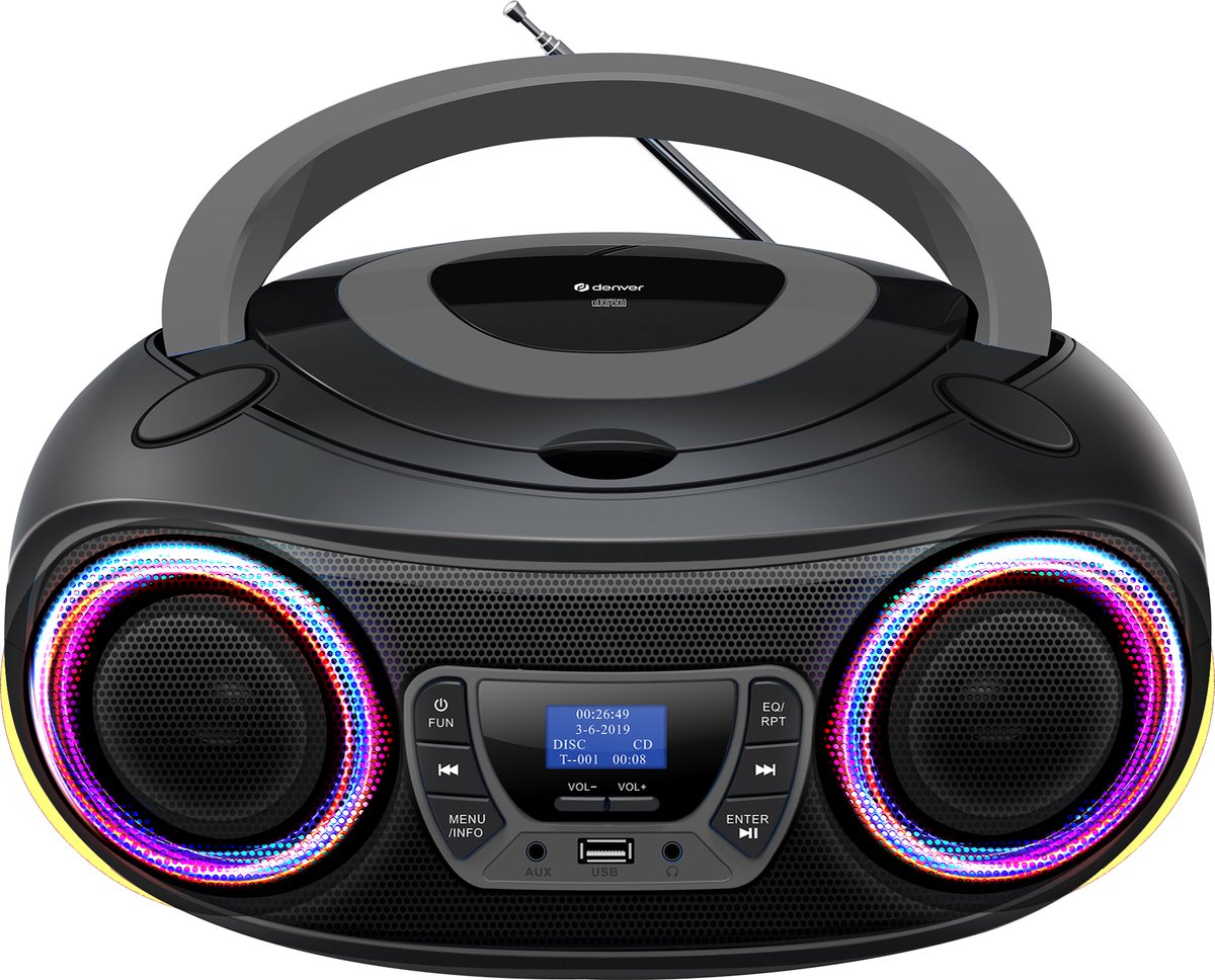 Denver TDB-212GR Radio-lecteur CD DAB+, DAB, FM AUX, USB, Bluetooth, CD noir, gris