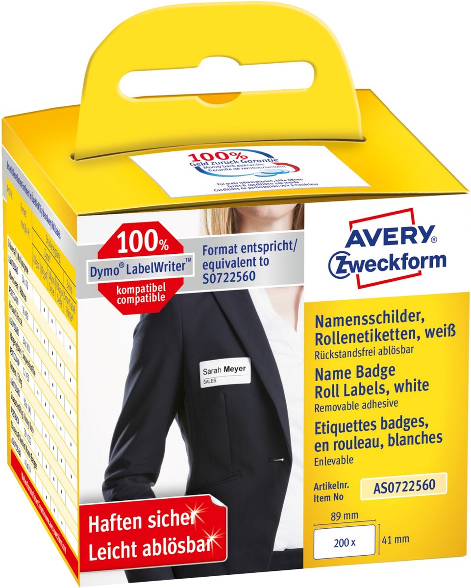 Avery Zweckform - badge labels - 200 label(s) - 41 x 89 mm