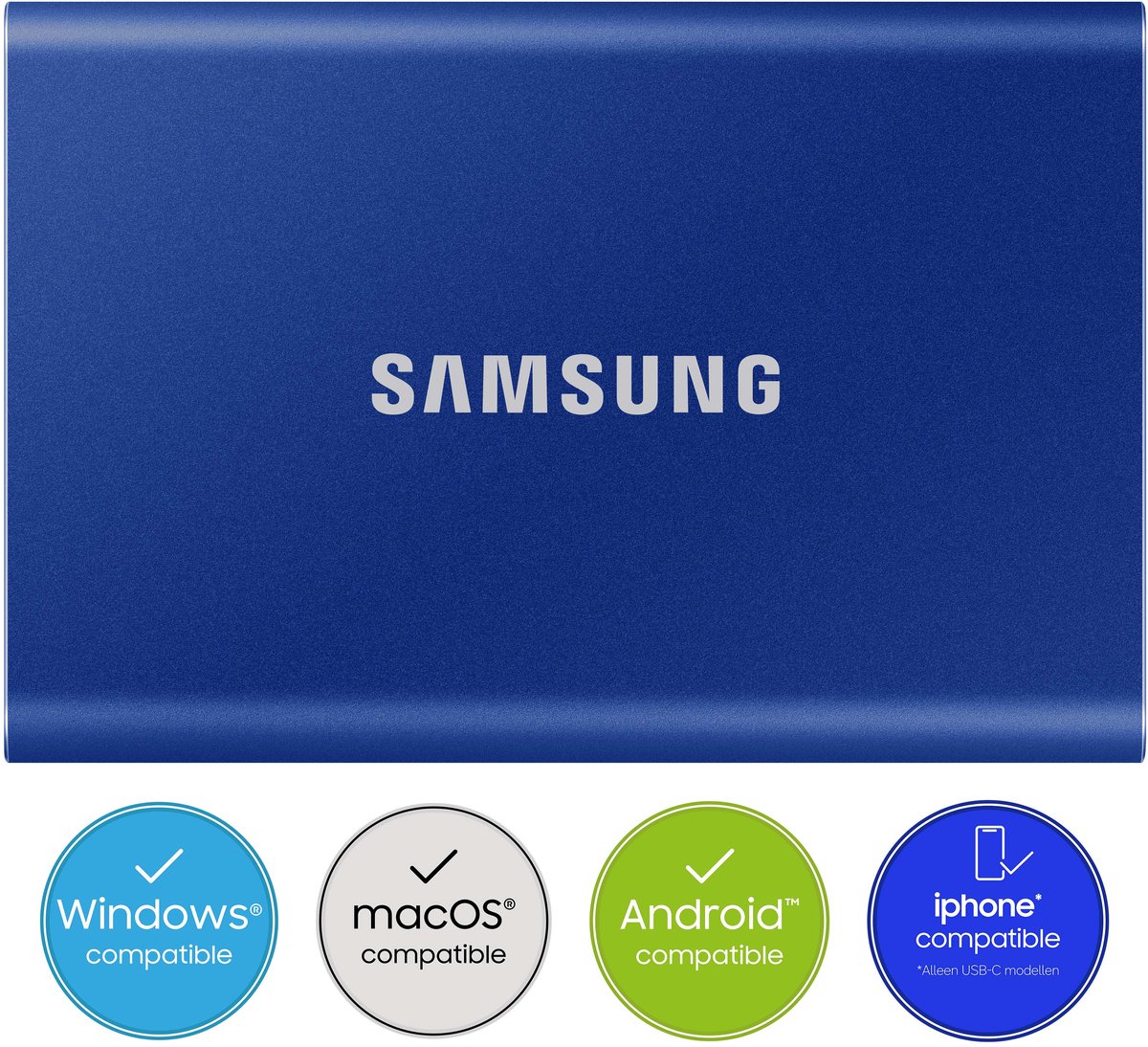 Disque dur externe SSD Samsung Portable T7 MU-PC1T0H/WW 1 TB USB 3.1 (2è gén.) bleu