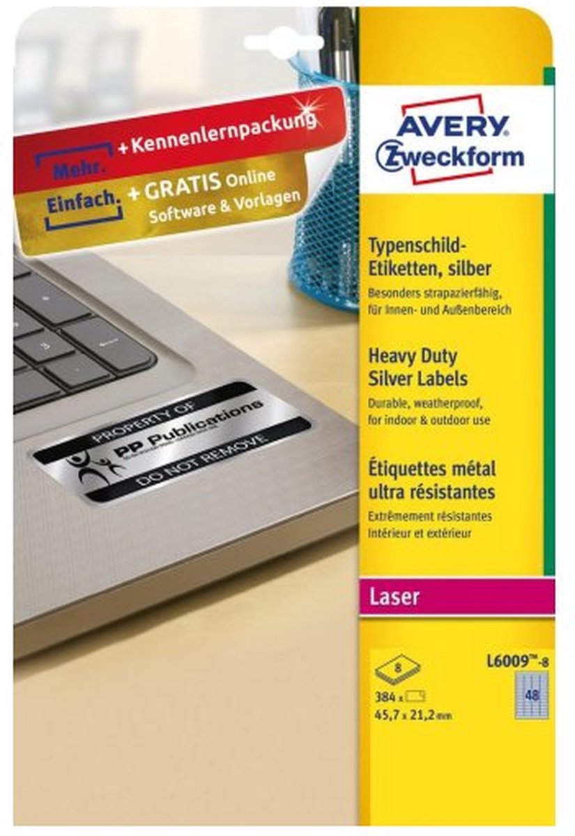 Avery Zweckform - labels - matte - 384 label(s) - 45.7 x 21.2 mm