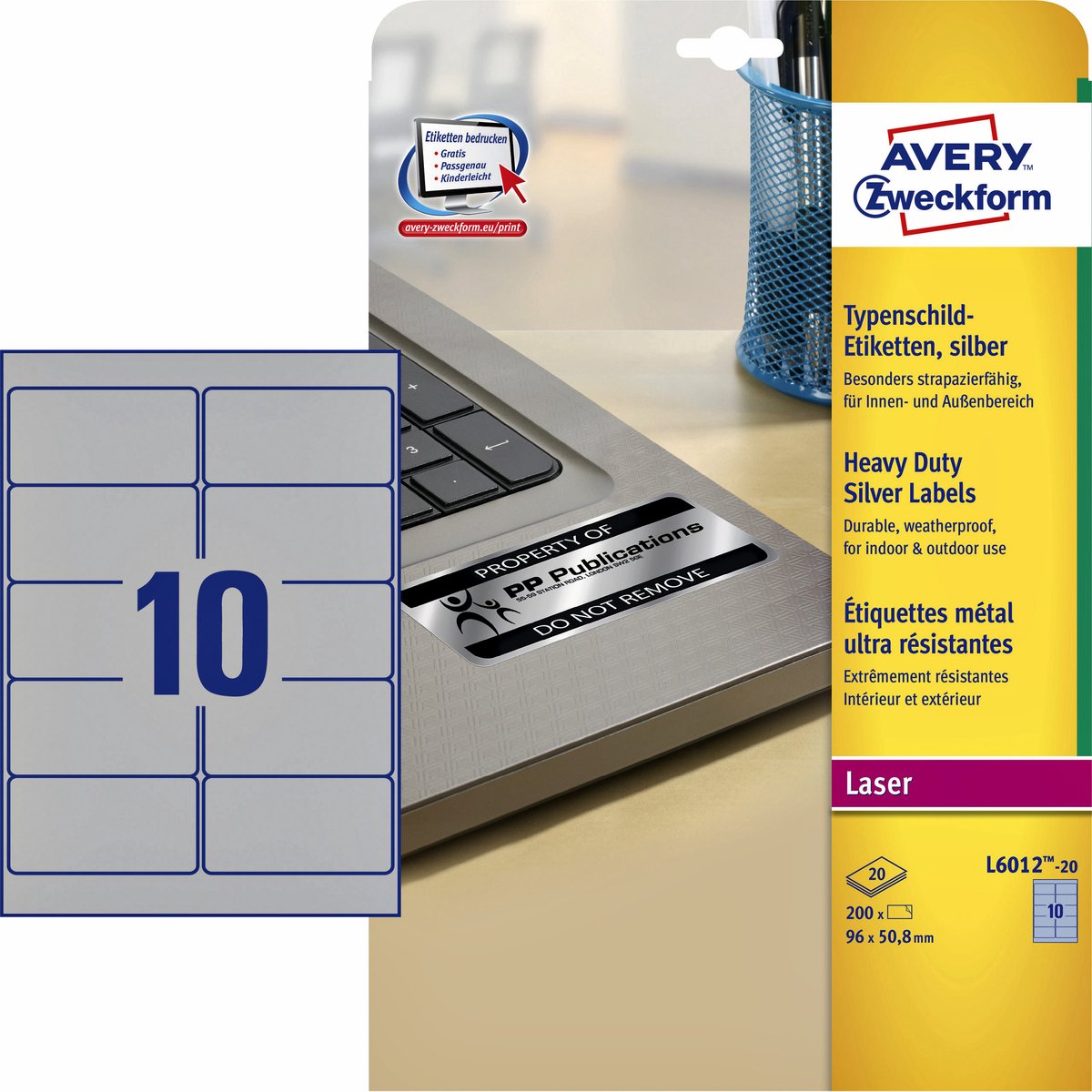 Avery Heavy Duty Laser Labels - labels - 200 pcs. - 50.8 x 96 mm
