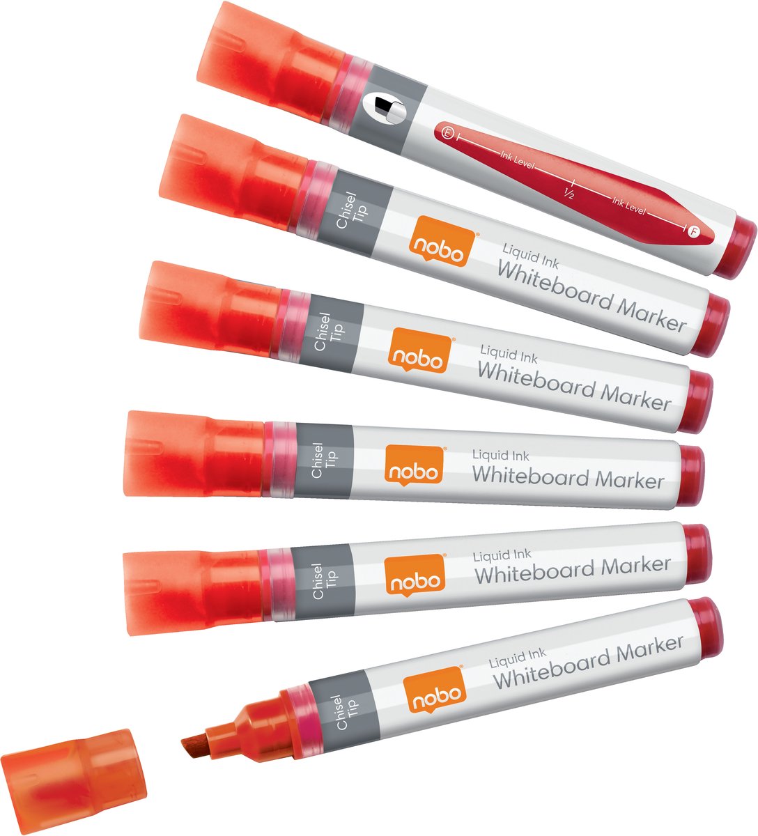 Nobo whiteboard marker skrå spids 4 mm hurtigttørrende blæk, pakke/10 stk. Rød