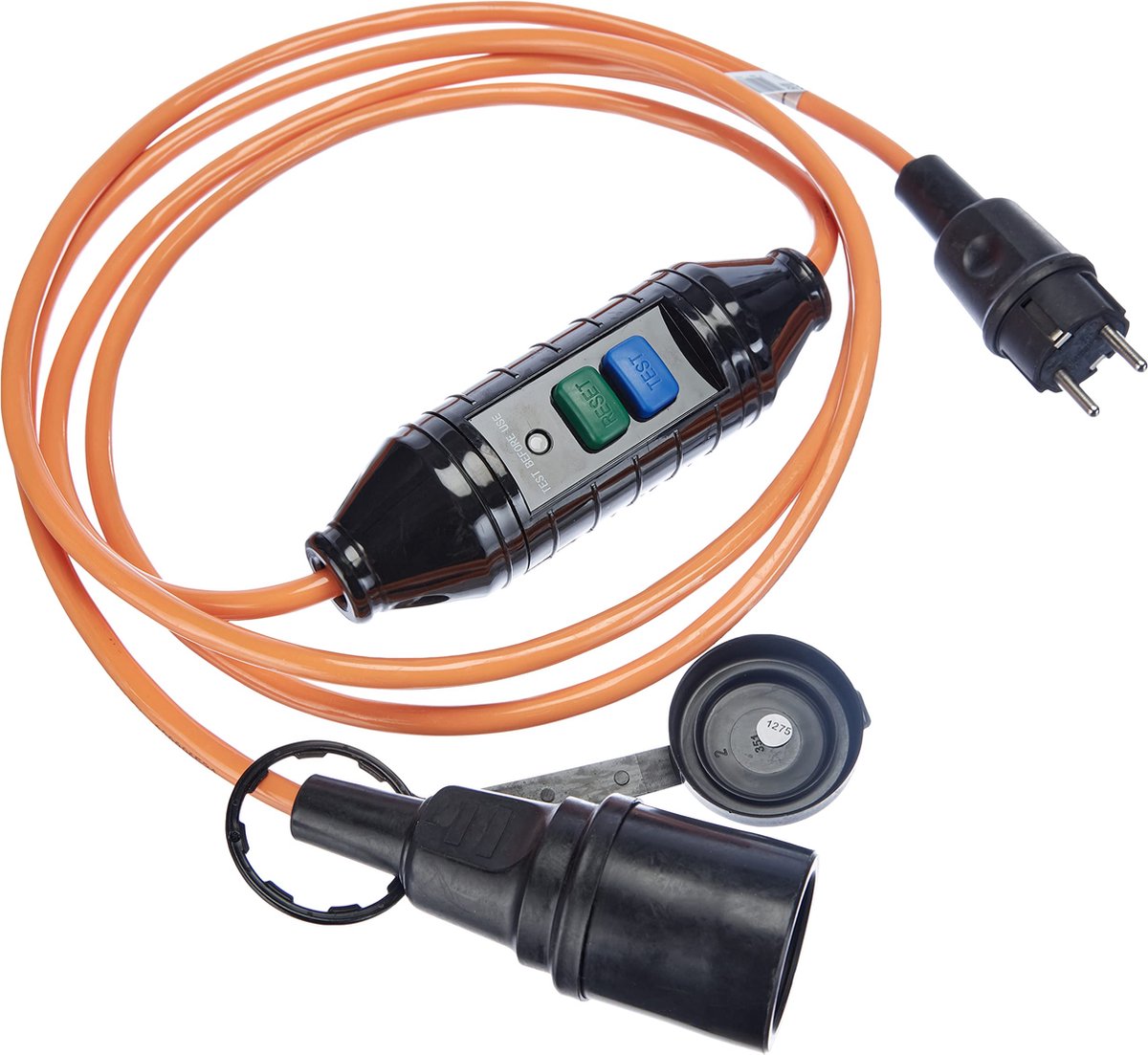 Bachmann 341.880 Câble de rallonge - protection des personnes PRCD 230 V orange, noir