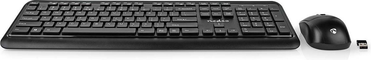 Nedis - keyboard and mouse set - QWERTY - US - black - Tastatur & Mus sæt - Amerikansk engelsk - Sort
