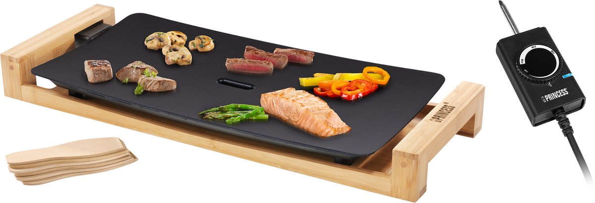 Princess 103026 électrique Planche teppanyaki noir, bambou
