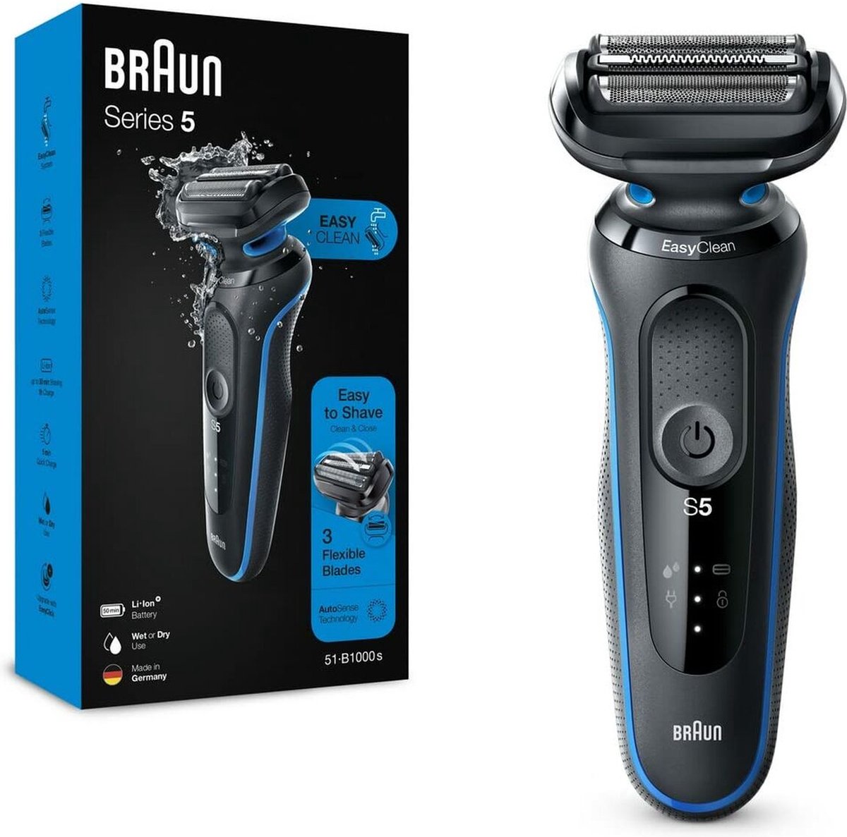 Braun B1000s 143219 Rasoir à grilles noir
