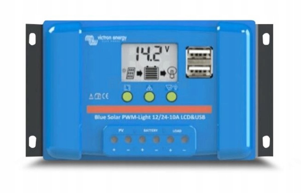 Victron Energy Blue-Solar PWM-LCD&USB Régulateur de charge solaire PWM 12 V, 24 V 10 A
