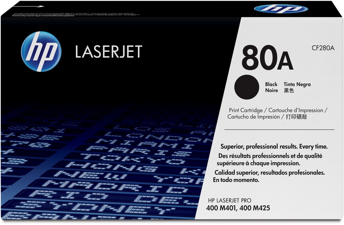 Cassette de toner dorigine HP 80A noir CF280A