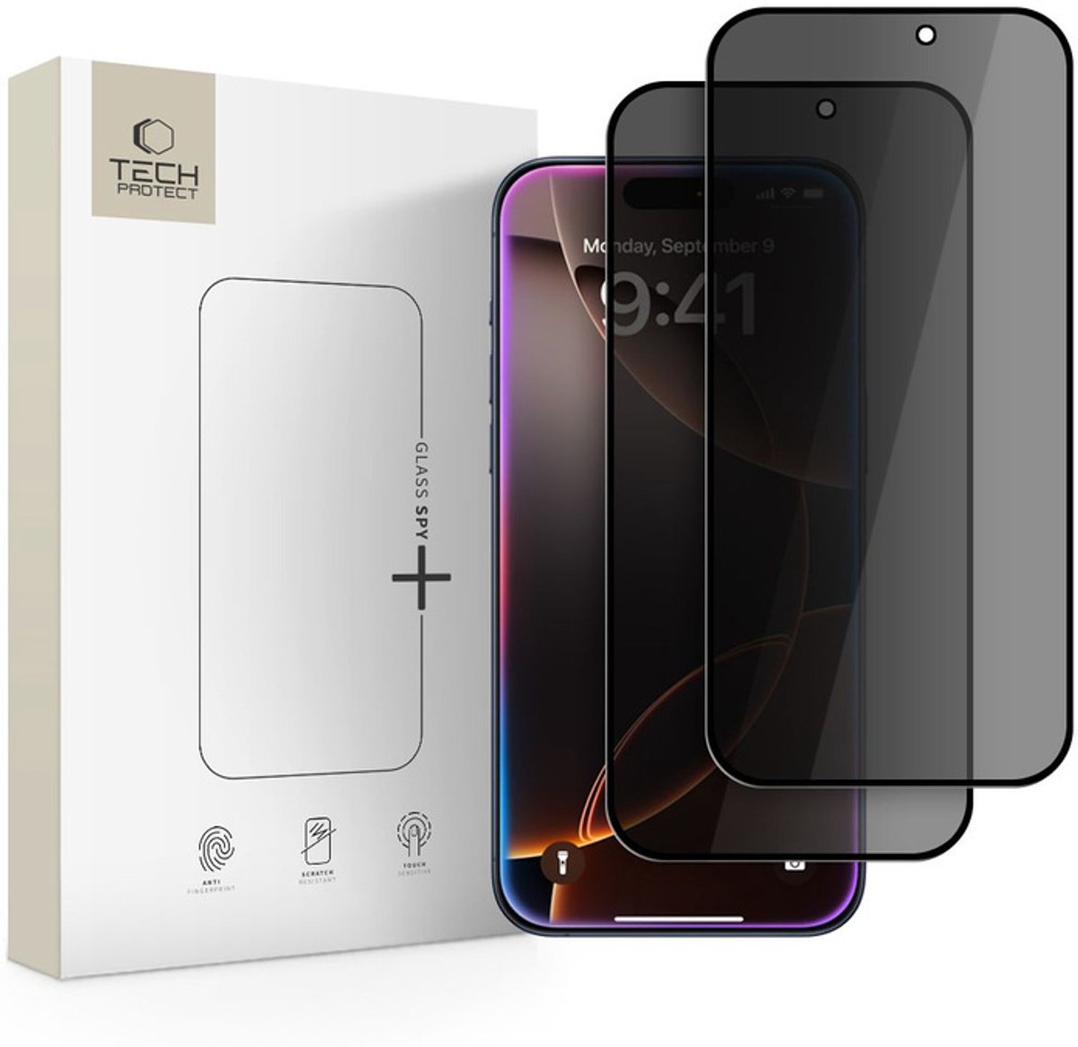 Tech-Protect Glass Spy+ 2-pack Privacy Glass for iPhone 16 Pro / 17 / 17 Pro