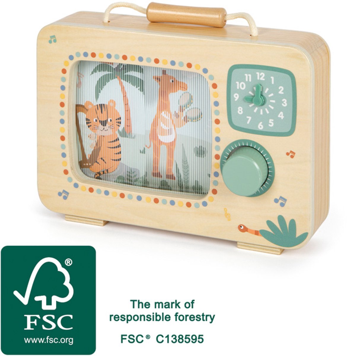Small Foot - Wooden Television Music Box Safari FSC