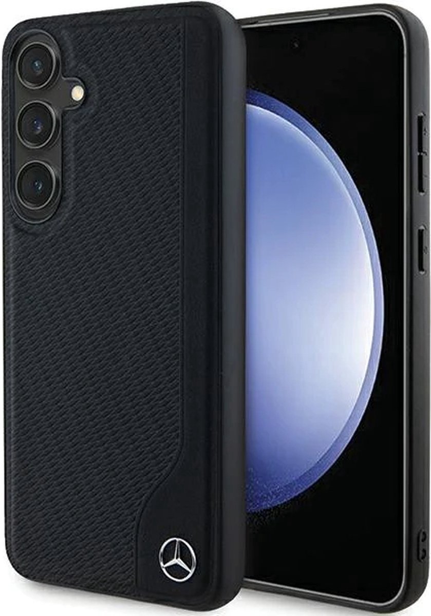 Mercedes Leather Debossed Line MagSafe Case for Samsung Galaxy S24 - Black