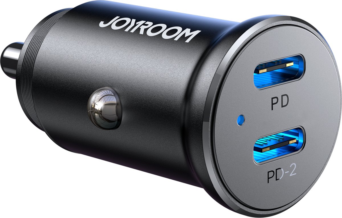 Joyroom JR-CCN06 30W 2x USB-C mini car charger metal - black