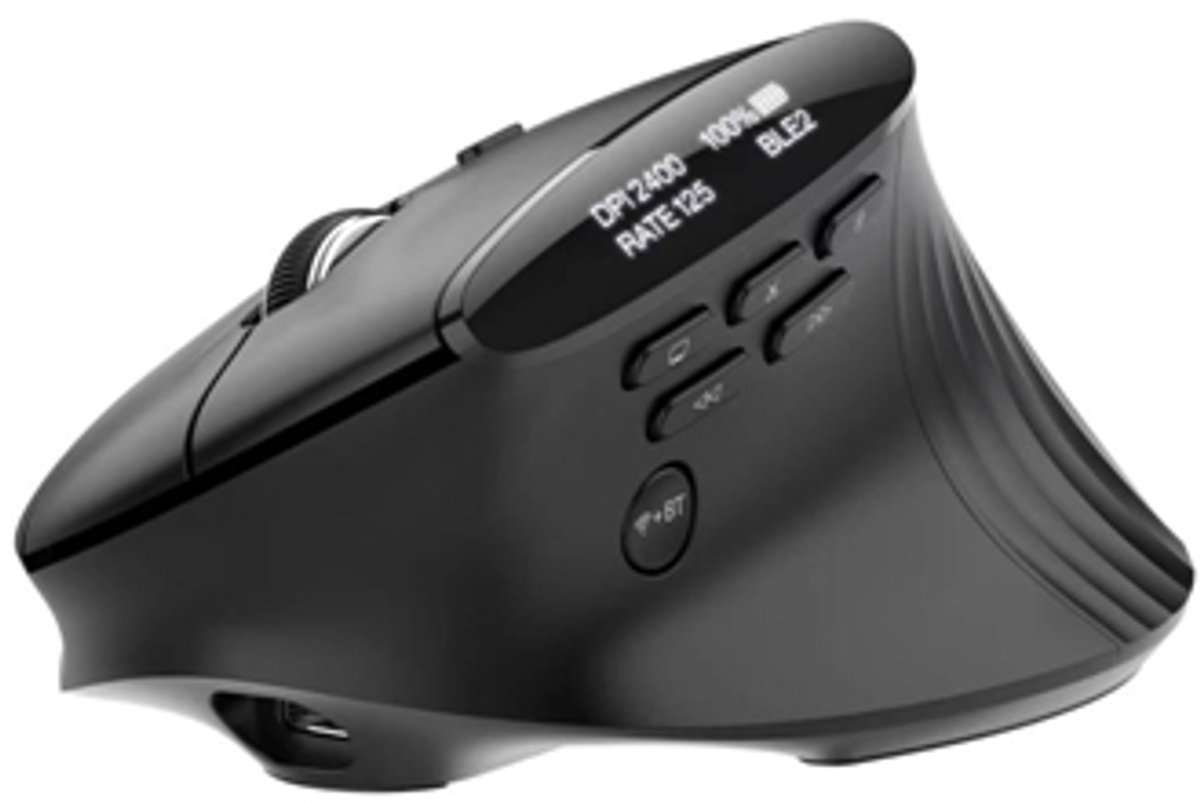 Acer Smart Fit - mouse - vertical - 2.4 GHz Bluetooth 5.0 - black - Mus - Laser - 10 knapper - Sort