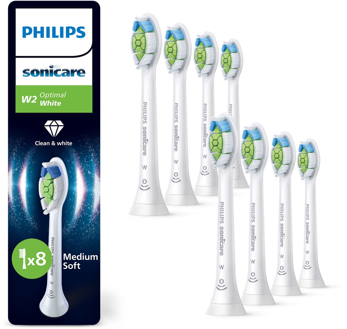 Philips Tandbørstehoveder Sonicare W2 Optimal White HX6068 - replacement brushhead - white