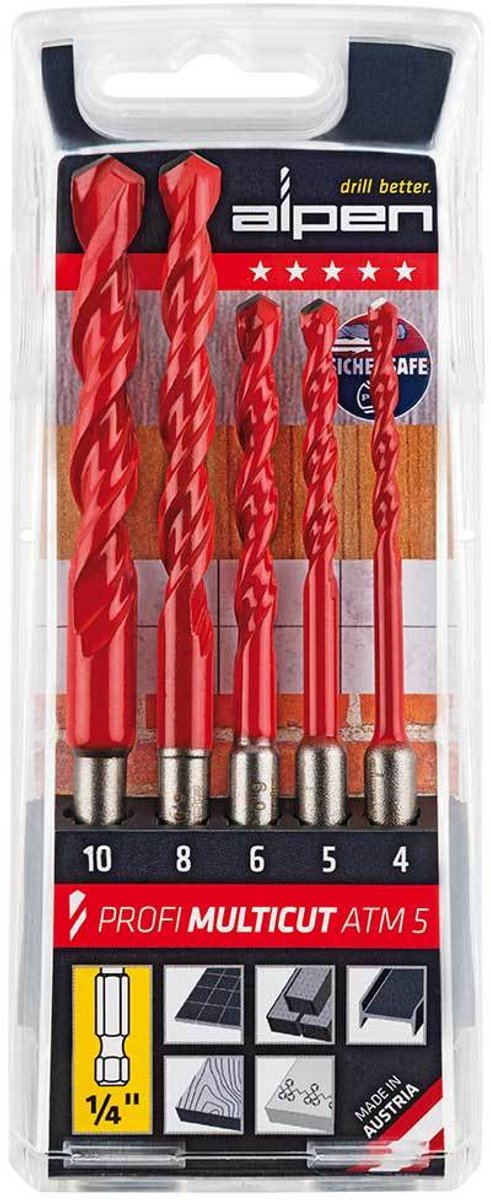 Jeu de forets polyvalents 5 pièces Alpen MultiCut 100805100