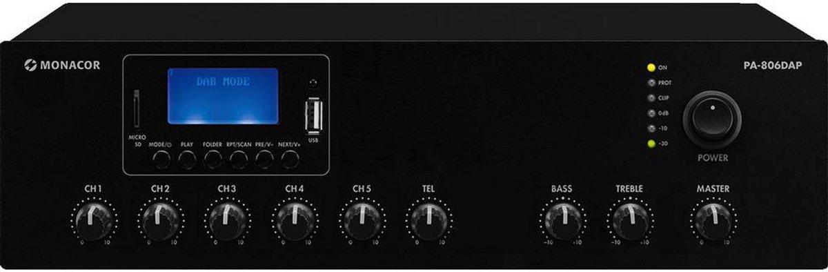 Monacor PA-806DAP Amplificateur ELA 60 W 1 canal 1 zone
