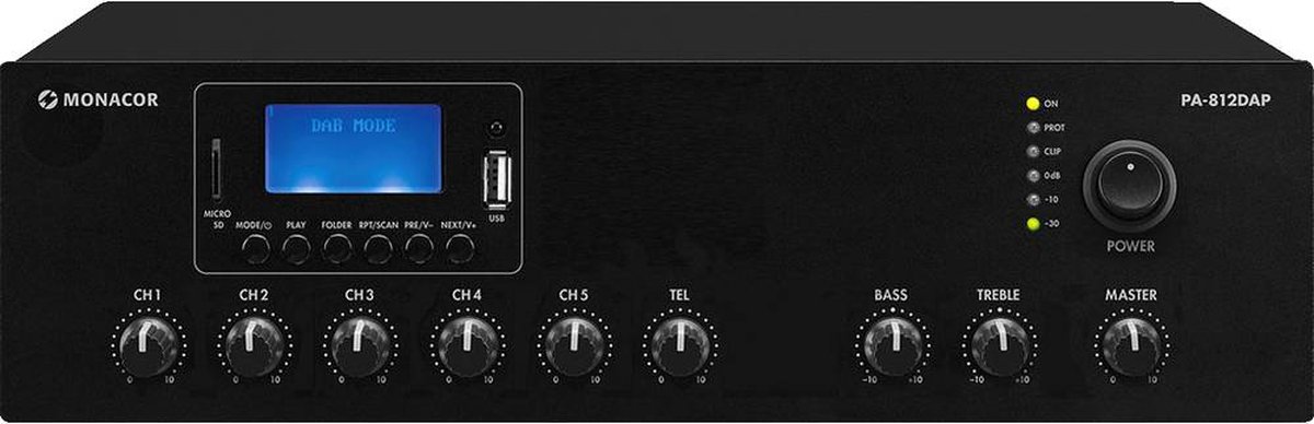 Monacor PA-812DAP Amplificateur ELA 120 W 1 canal 1 zone