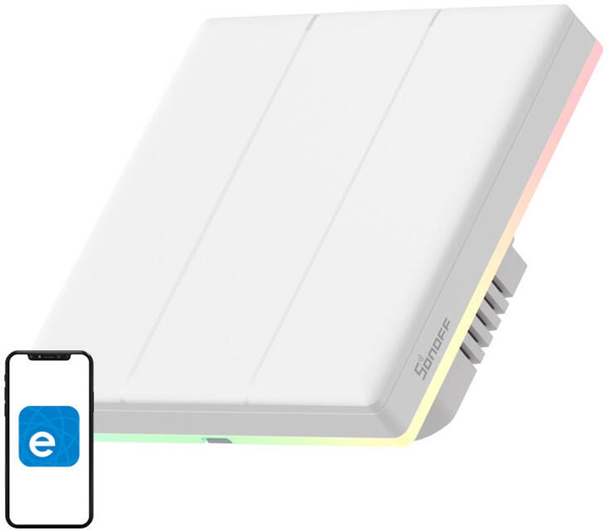 Sonoff TX T5 3C (3-channel) Wi-Fi smart touch wall switch.
