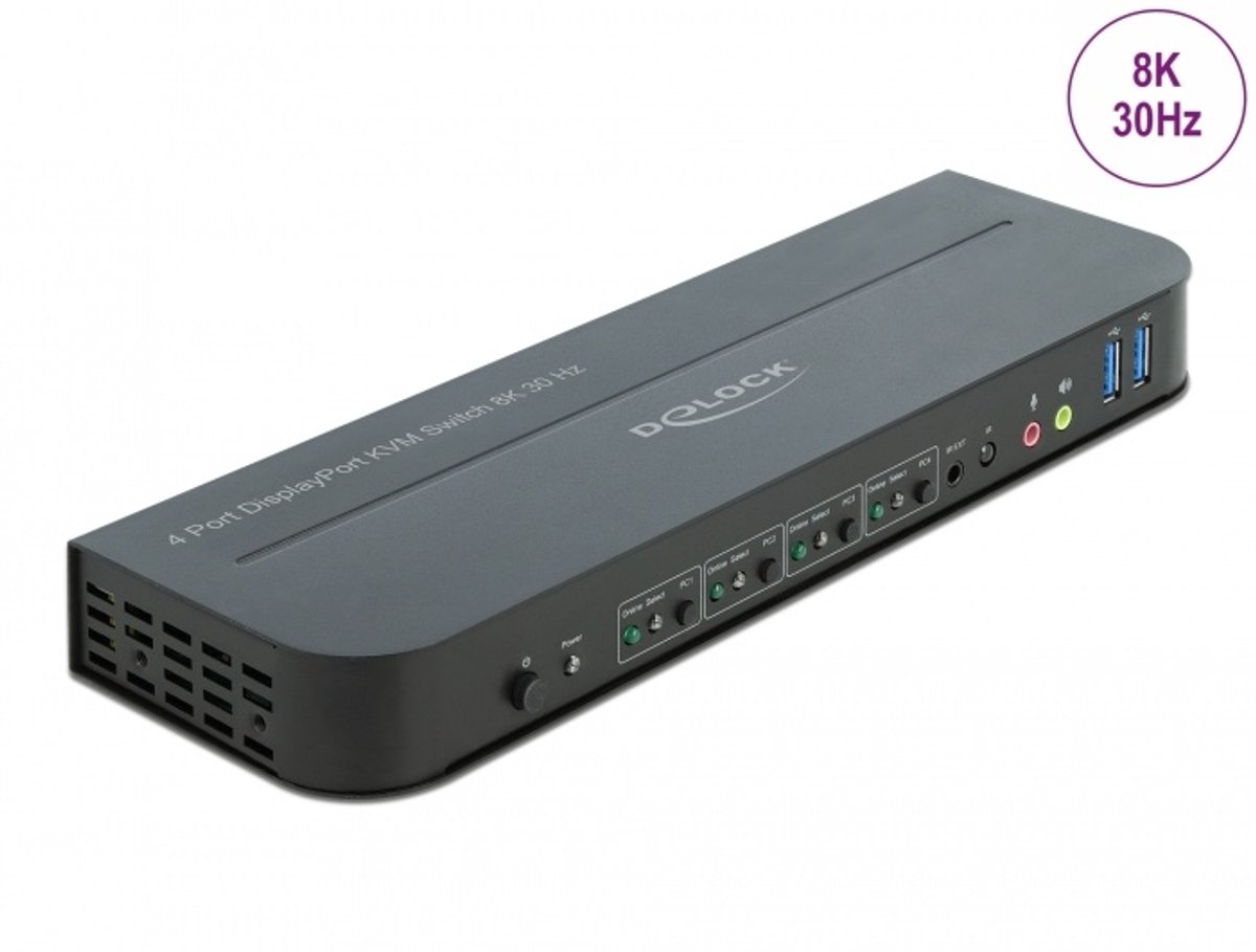DeLOCK DisplayPort 1.4 KVM Switch 8K 30 Hz with USB 3.0 and Audio