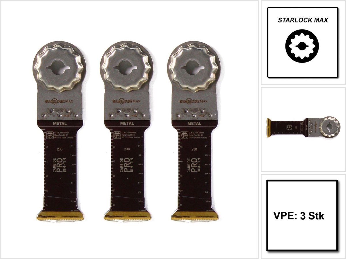 Fein 63502238220 E-CUT CARBIDE PRO Carbure de tungstène Lame plongeante 32 mm 3 pc(s)