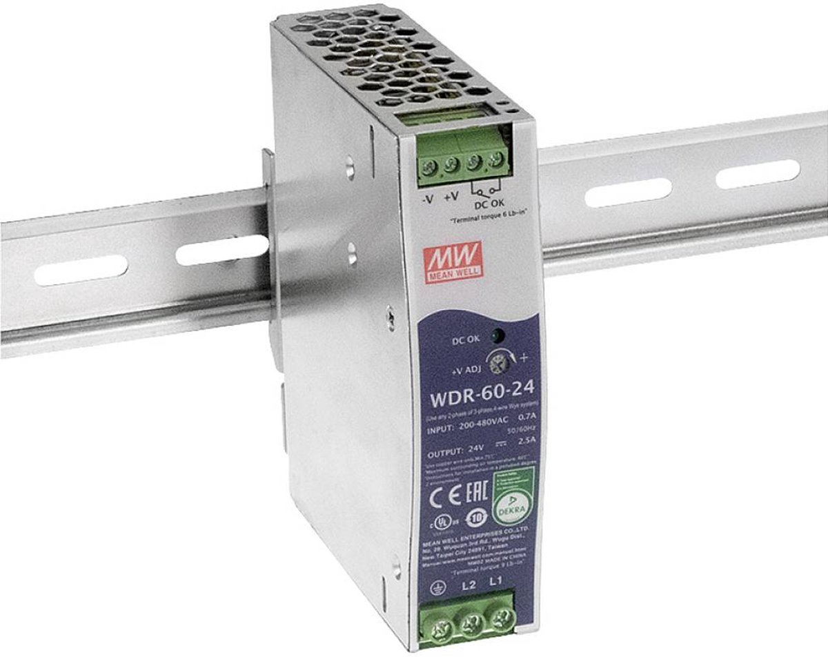MEAN WELL WDR-60-5 Alimentation rail DIN 5 V/DC 10 A 50 W Nbr. de sorties:1 x Contenu 1 pc(s)