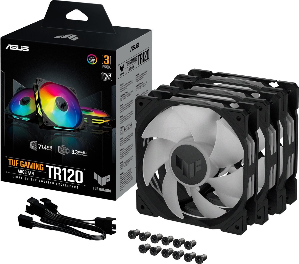 ASUS TUF GAMING TR120 3-pack - Kabinet køler - 120mm - Sort - 29 dBA