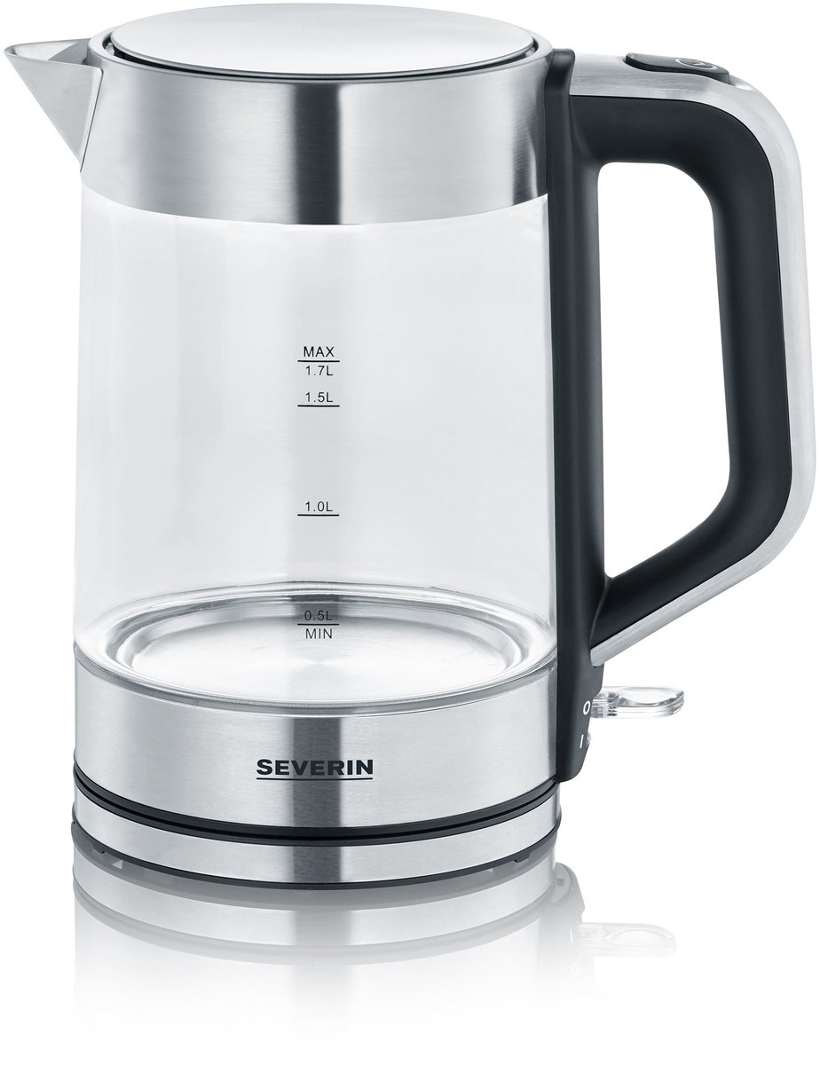 Severin WK 3420 Bouilloire filaire verre, acier inoxydable (brossé), noir Contenance: 1.7 l