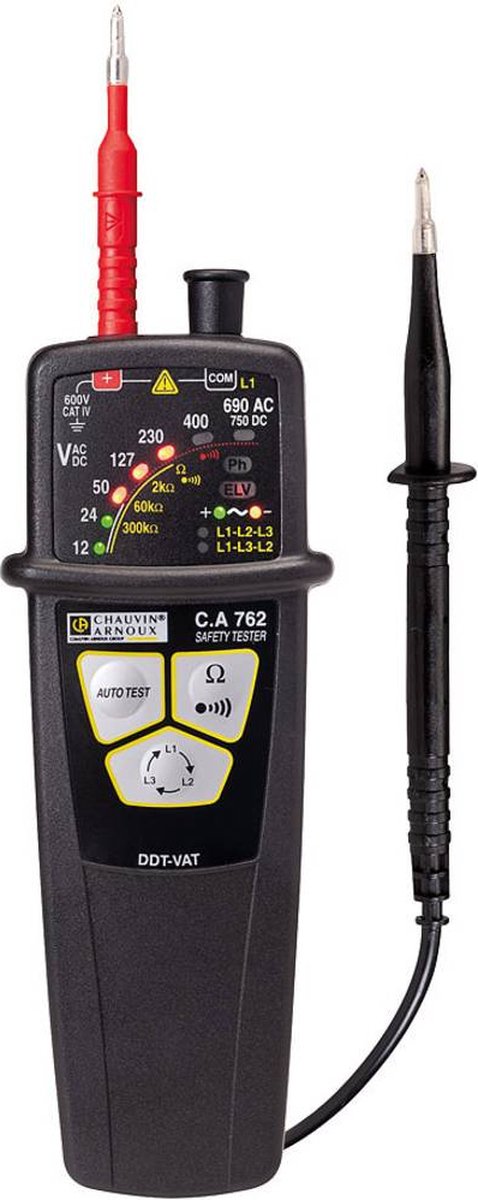 Testeur de tension à 2 pôles Chauvin Arnoux C.A 762 CAT IV 600 V LED, Acoustique