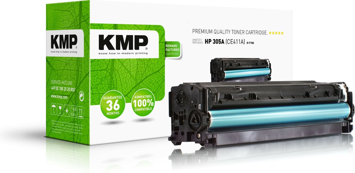 Cassette de toner KMP H-T158 remplace HP 305A, CE411A compatible cyan 3400 pages