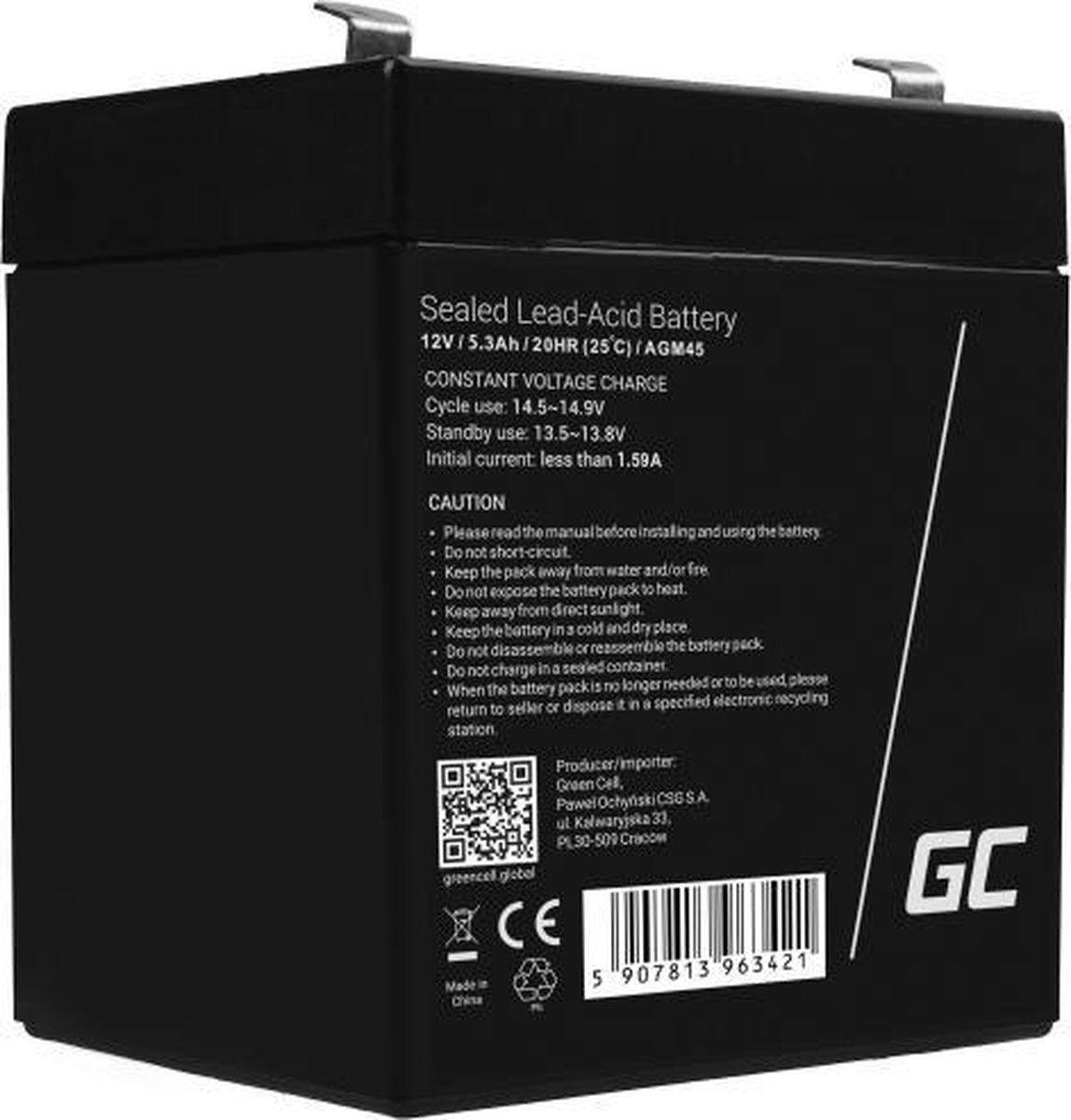 Green Cell alarm system battery - Lead Acid - 5.3 Ah