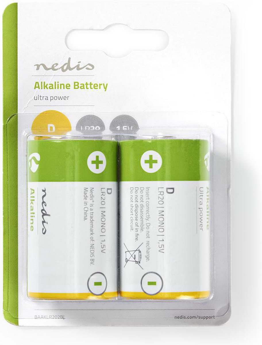 Nedis BAAKLR202BL battery - 2 x D - Alkaline