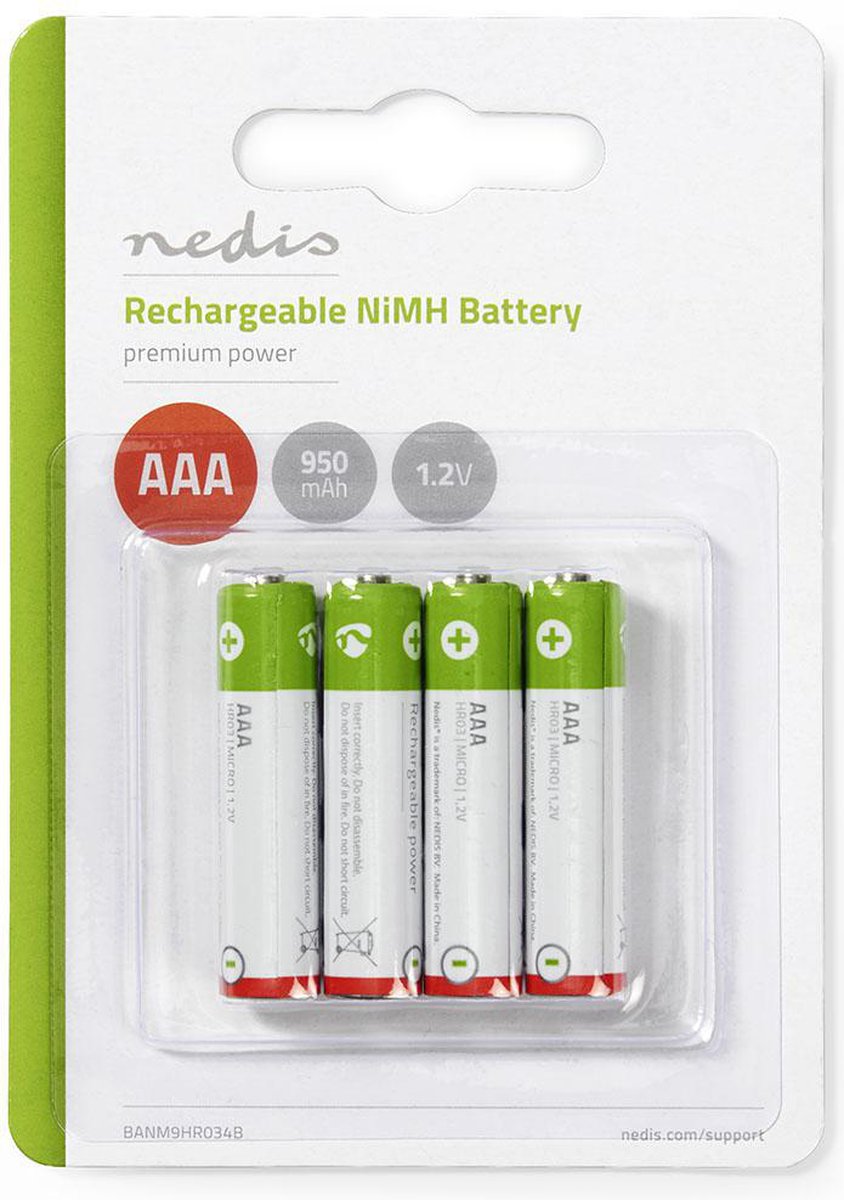 Nedis BANM9HR034B battery - 4 x AAA - NiMH