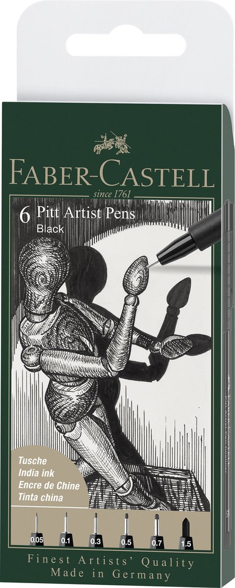 Faber-Castell 6 Pitt Artist Pens Black