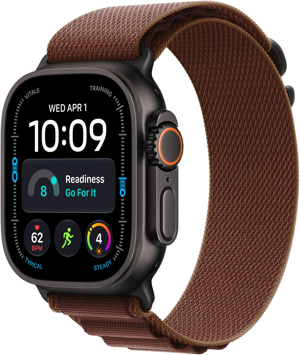 Apple  Watch Ultra 4  GPS + Cellular  49 mm  boîtier en titane  Alpine Loop  rouge bourgogne  M