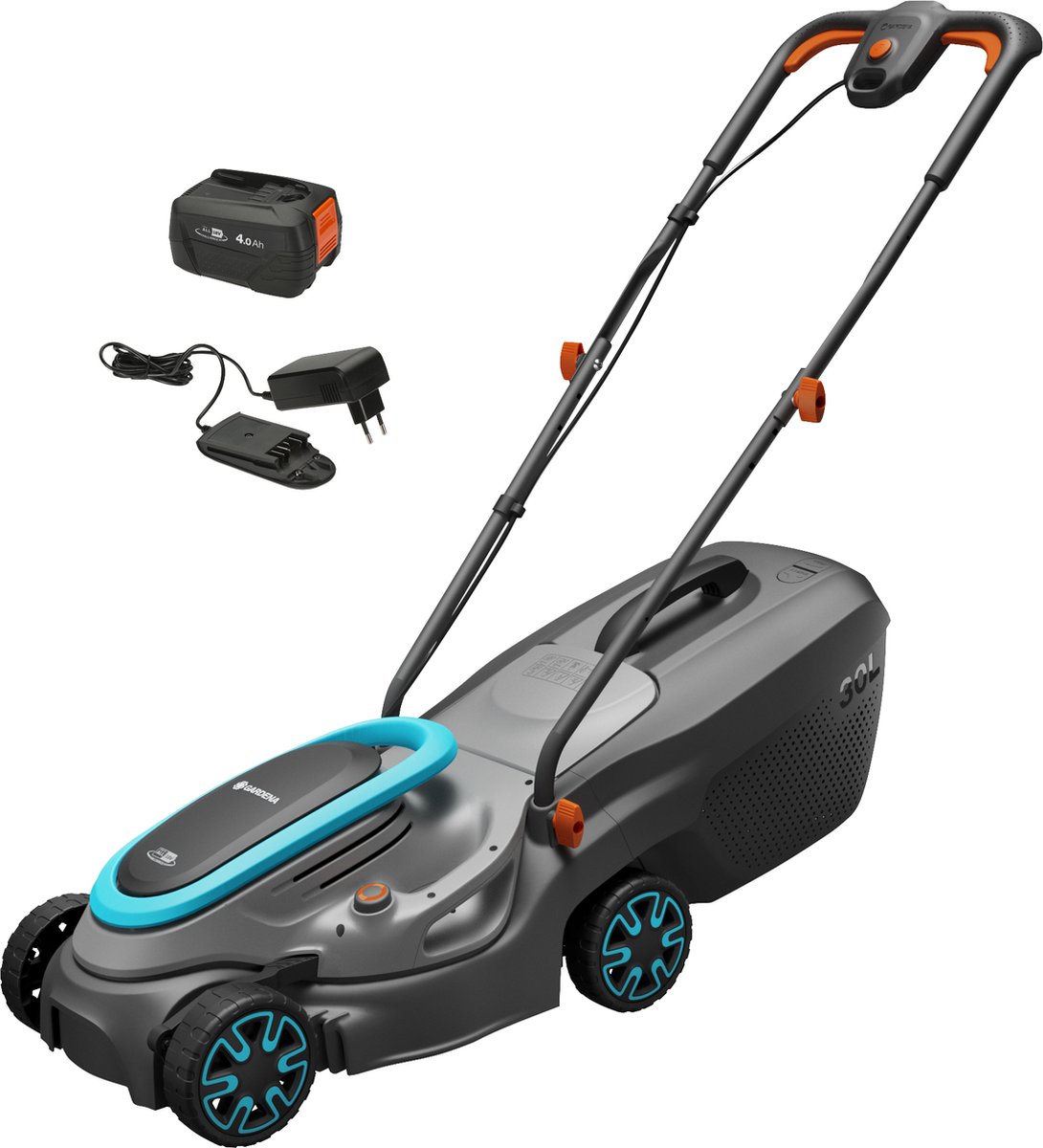 Gardena Akkuplæneklipper Batteridrevet plæneklipper PowerMax 32/18V, sæt