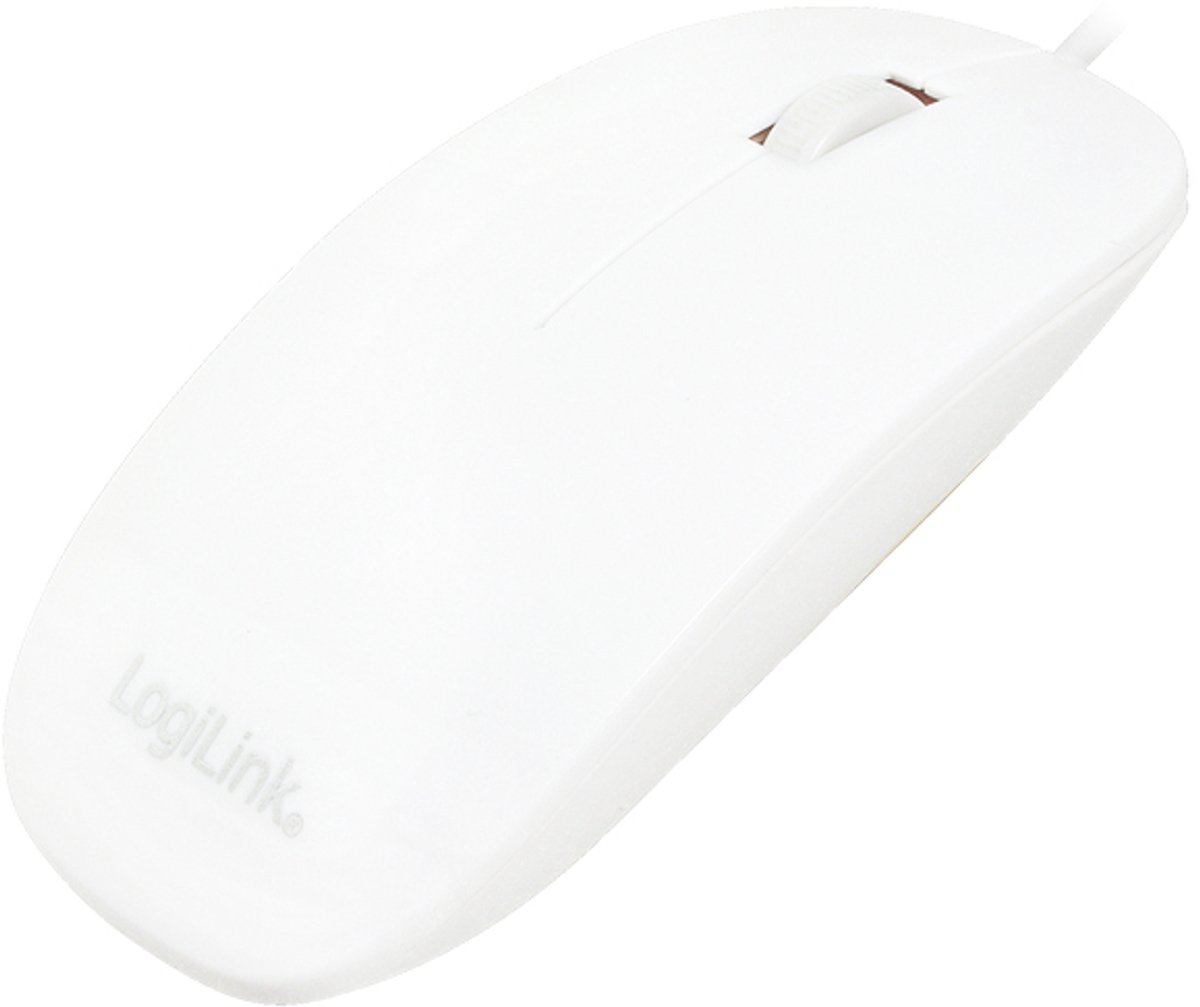 LogiLink Mouse optical white flat - Mus - Optisk - 3 knapper - Hvid